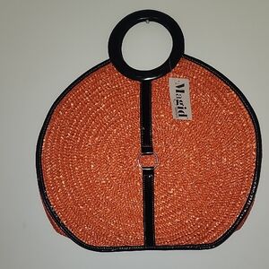 Magid Orange and Black Woven Tote Bag